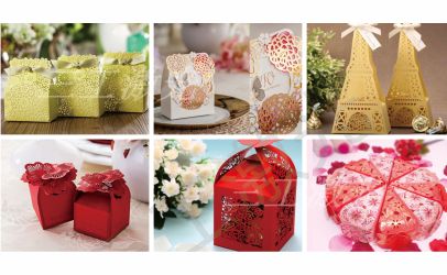 紙品激光鏤空機雕刻喜糖盒、立體賀卡最新樣品